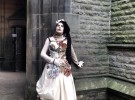 Vineta wearing her creation at Todmorden Unitarian Church.